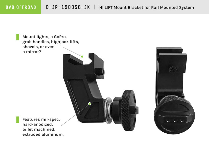 DV8 Offroad Hi Lift Mount Bracket For DV8 Off Road Rail Mount System
