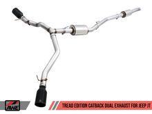 Carica l&#39;immagine nel visualizzatore di Gallery, AWE 20-21 Jeep Gladiator JT 3.6L Tread Edition Cat-Back Dual Exhaust - Diamond Black Tip