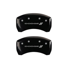 Charger l&#39;image dans la galerie, MGP 4 Caliper Covers Engraved Front &amp; Rear With stripes/Dodge Black finish silver ch