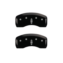 Cargar imagen en el visor de la galería, MGP 4 Caliper Covers Engraved Fr Lincoln Rr Star Logo Blk Finish Silver Char 18 Lincoln Continental
