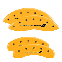 Charger l&#39;image dans la galerie, MGP 4 Caliper Covers Engraved Front &amp; Rear With stripes/Challenger Yellow finish black ch