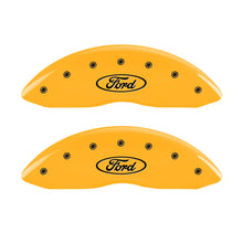 Cargar imagen en el visor de la galería, MGP 2 Caliper Covers Engraved Front Oval Logo/Ford Yellow Finish Blk Char 1998 Ford E-150