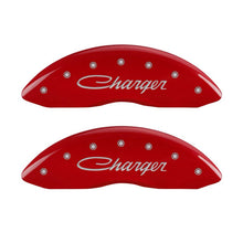 Charger l&#39;image dans la galerie, MGP 4 Caliper Covers Engraved Front &amp; Rear Cursive/Charger Red finish silver ch