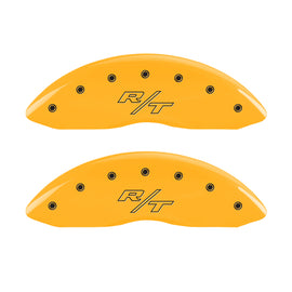 MGP 4 Caliper Covers Engraved Front & Rear Vintage Style/RT Yellow finish black ch