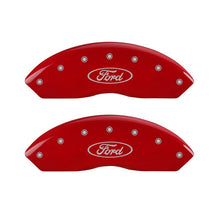 गैलरी व्यूवर में इमेज लोड करें, MGP Front set 2 Caliper Covers Engraved Front Oval logo/Ford Red finish silver ch