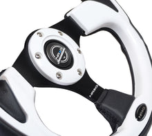 गैलरी व्यूवर में इमेज लोड करें, NRG Reinforced Steering Wheel (320mm) Blk w/White Trim &amp; 4mm 3-Spoke
