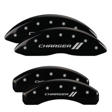 Charger l&#39;image dans la galerie, MGP 4 Caliper Covers Engraved Front &amp; Rear Cursive/Charger Black finish silver ch