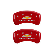 Charger l&#39;image dans la galerie, MGP 4 Caliper Covers Engraved Front &amp; Rear Chevy racing Red finish silver ch