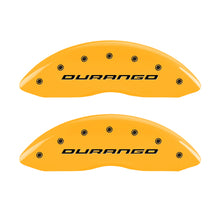 Laden Sie das Bild in den Galerie-Viewer, MGP 4 Caliper Covers Engraved Front &amp; Rear Durango Yellow Finish Black Char 2007 Dodge Durango