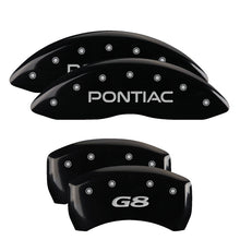 Cargar imagen en el visor de la galería, MGP 4 Caliper Covers Engraved Front Pontiac Engraved Rear G8 Black finish silver ch