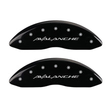 Carica l&#39;immagine nel visualizzatore di Gallery, MGP 4 Caliper Covers Engraved Front &amp; Rear Avalanche Black finish silver ch