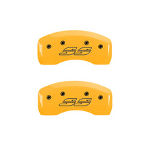 Cargar imagen en el visor de la galería, MGP 4 Caliper Covers Engraved Front &amp; Rear Bowtie Black finish silver ch