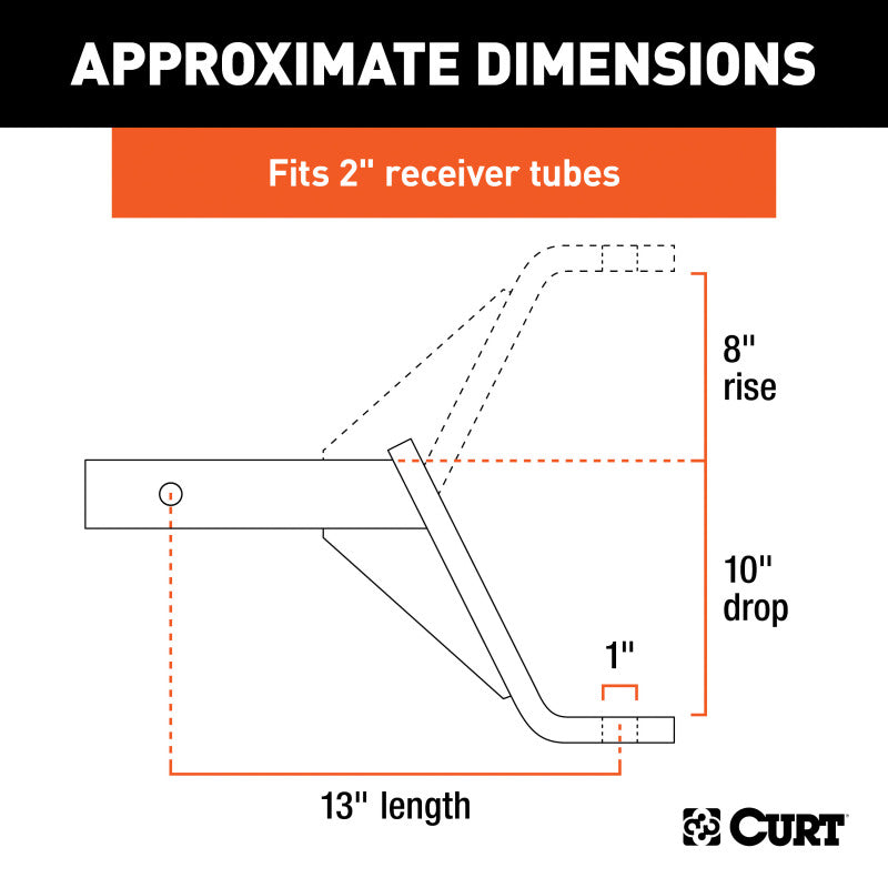 Curt Class 3 Ball Mount (2in Shank 5000lbs 10in Drop 13in Long)