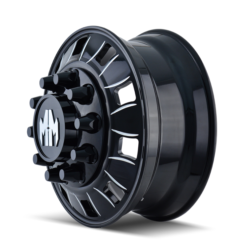 Mayhem 8180 BigRig 24.5x8.25/10x285.75 BP/168mm Offset/220.1mm Hub Front Black w/Milled Spokes Wheel