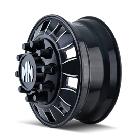 Mayhem 8180 BigRig 24.5x8.25/10x285.75 BP/168mm Offset/220.1mm Hub Front Black w/Milled Spokes Wheel