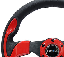 गैलरी व्यूवर में इमेज लोड करें, NRG Reinforced Steering Wheel (320mm) Blk w/Red Trim &amp; 5mm 3-Spoke