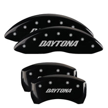 Charger l&#39;image dans la galerie, MGP 4 Caliper Covers Engraved Front &amp; Rear Daytona Black finish silver ch