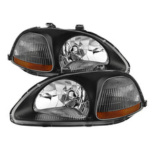 गैलरी व्यूवर में इमेज लोड करें, Xtune Honda Civic 96-98 Amber Crystal Headlights Black HD-JH-HC96-AM-BK