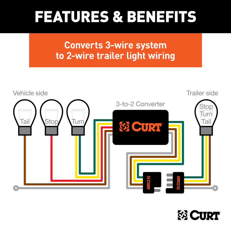Curt Universal Powered 3-to-2-Wire Taillight Converter