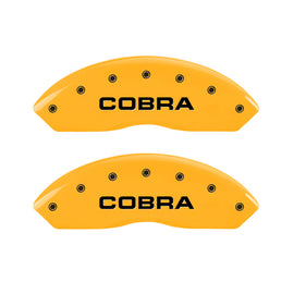 MGP 4 Caliper Covers Engraved Front Cobra Rear Snake Yellow Finish Black Char 2008 Ford Mustang