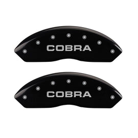 MGP 4 Caliper Covers Engraved Front Cobra Engraved Rear Snake Black finish silver ch