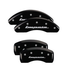 Carica l&#39;immagine nel visualizzatore di Gallery, MGP 4 Caliper Covers Engraved Front &amp; Rear Impala Black finish silver ch