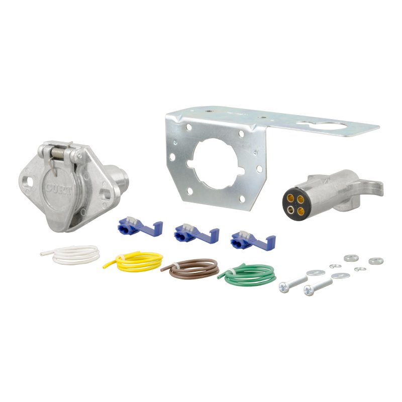 Curt 4-Way Round Connector Plug & Socket w/Hardware (Packaged)