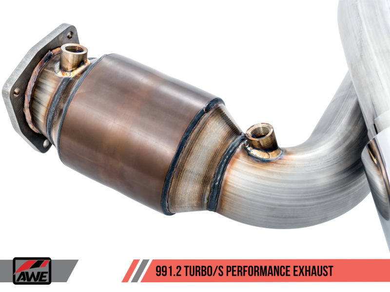 AWE Tuning Porsche 991.2 Turbo Performance Exhaust and High-Flow Cat Sections - For OE Tips