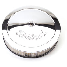 गैलरी व्यूवर में इमेज लोड करें, Edelbrock Air Cleaner Pro-Flo Series Round Steel Top Paper Element 14In Dia X 3 75In Dropped Base