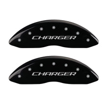 Carica l&#39;immagine nel visualizzatore di Gallery, MGP 4 Caliper Covers Engraved Front Charger Rear RT Black Finish Silver Char 2016 Dodge Challenger