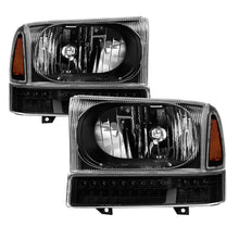 Carica l&#39;immagine nel visualizzatore di Gallery, xTune Ford F250 F350 Superduty Excursion 99-04 OEM Style Headlights - Black HD-JH-FF25099-SET-LED-BK