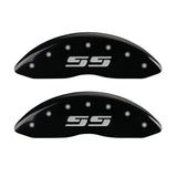 MGP 4 Caliper Covers Engraved Front & Rear Silverado style/SS Black finish silver ch