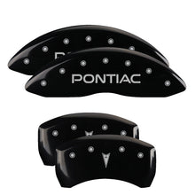 Charger l&#39;image dans la galerie, MGP 4 Caliper Covers 98-02 Pontiac Firebird (Ex WS6) Front Pontiac Rear Arrow Blk Finish Silver Char
