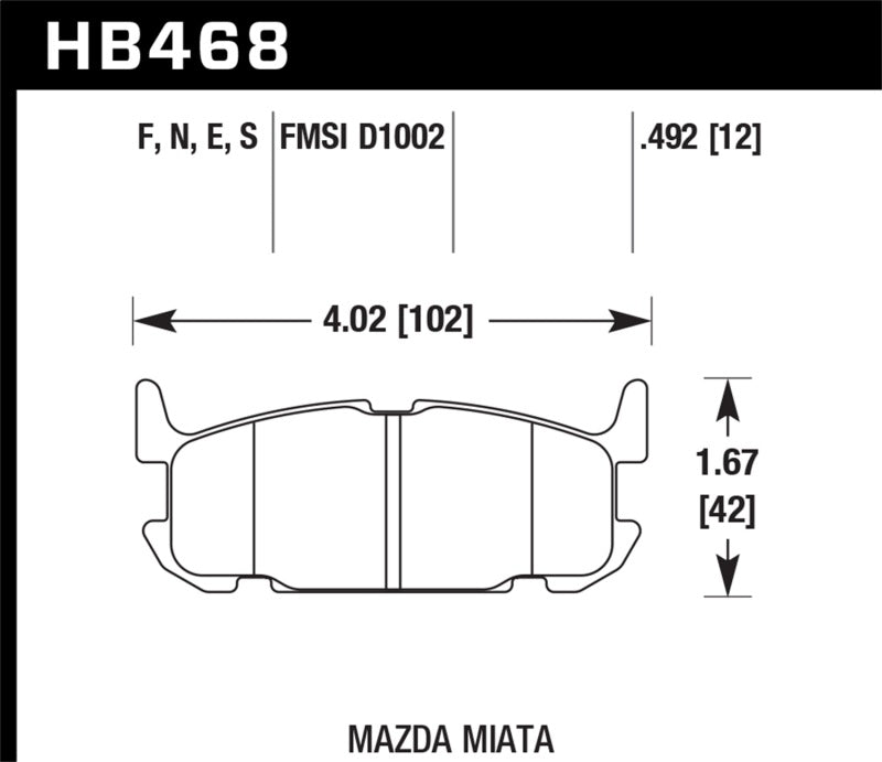 Hawk 03-05 Miata w/ Sport Suspension Blue 9012 Race Rear Brake Pads D1002 - 2to4wheels