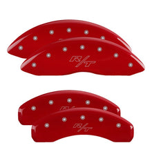 Carica l'immagine nel visualizzatore di Gallery, MGP 4 Caliper Covers Engraved Front &amp; Rear 11-18 Dodge Durango Red Finish Silver R/T Vintage Logo