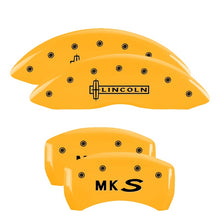 Laden Sie das Bild in den Galerie-Viewer, MGP 4 Caliper Covers Engraved Fr Lincoln Rr Star Logo Yellow Finish Blk Char 2009 Lincoln Navigator