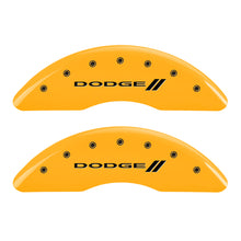 Carica l&#39;immagine nel visualizzatore di Gallery, MGP 4 Caliper Covers Engraved F &amp; R Stripes/Dodge Yellow Finish Black Char 2010 Dodge Ram 3500