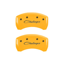 Carica l&#39;immagine nel visualizzatore di Gallery, MGP 4 Caliper Covers Engraved F &amp; R Cursive/Challenger Yellow Finish Black Char 2006 Dodge Charger