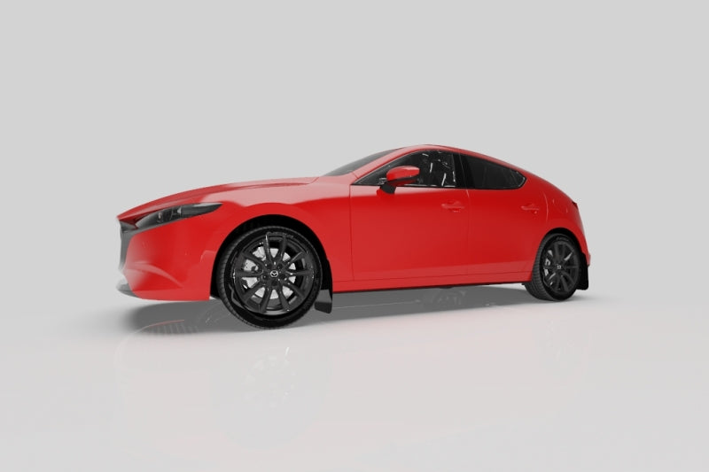 Rally Armor 2019+ Mazda3 GT Sport Hatch UR White Mud Flap w/ Black Logo