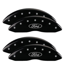 Laden Sie das Bild in den Galerie-Viewer, MGP 4 Caliper Covers Engraved Front &amp; Rear Oval logo/Ford Black finish silver ch