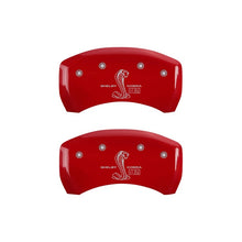 Laden Sie das Bild in den Galerie-Viewer, MGP Rear set 2 Caliper Covers Engraved Rear GT350 Shelby &amp; Cobra Red finish silver ch