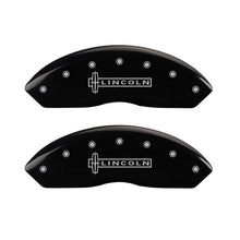 Cargar imagen en el visor de la galería, MGP 4 Caliper Covers Engraved Front Lincoln Engraved Rear MKX Black finish silver ch
