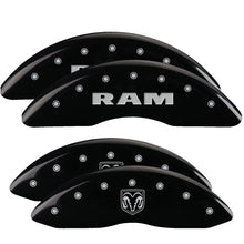 Carica l&#39;immagine nel visualizzatore di Gallery, MGP 4 Caliper Covers Engraved Front RAM Engraved Rear RAMHEAD Black finish silver ch