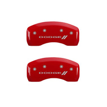 Charger l&#39;image dans la galerie, MGP 4 Caliper Covers Engraved Front &amp; Rear With stripes/Dodge Red finish silver ch
