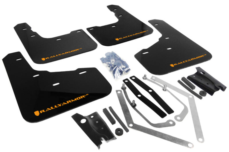 Rally Armor 13-19 Ford Fiesta ST UR Black Mud Flap w/ Orange Logo