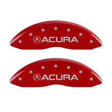 Cargar imagen en el visor de la galería, MGP 4 Caliper Covers Engraved Front &amp; Rear Acura Red Finish Silver Char 2017 Acura ILX
