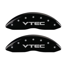 Laden Sie das Bild in den Galerie-Viewer, MGP 4 Caliper Covers Engraved Front &amp; Rear Vtech Black finish silver ch
