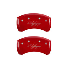 Cargar imagen en el visor de la galería, MGP 4 Caliper Covers Engraved Front Cursive/Challenger Engraved Rear RT Yellow finish black ch