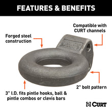 Load image into Gallery viewer, Curt Channel-Style Lunette Eye (24000lbs 3in I.D. Raw)
