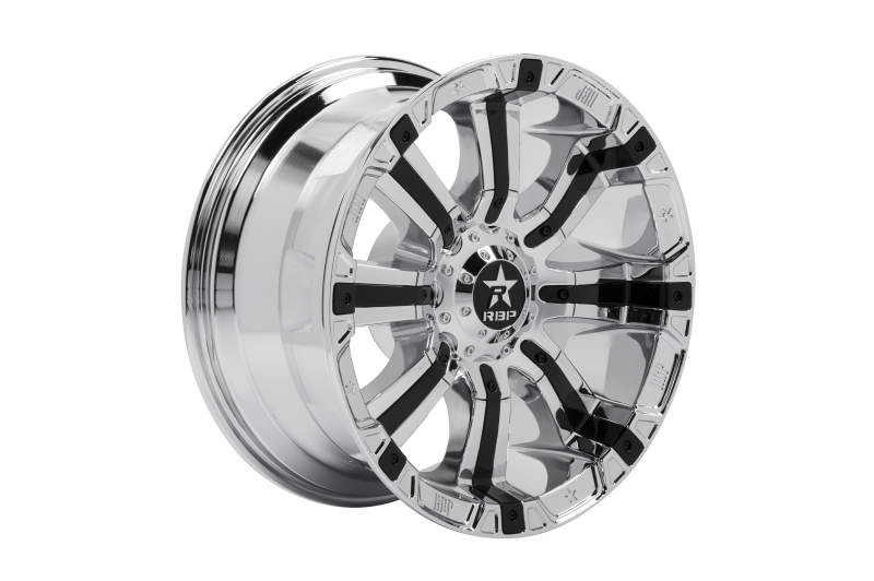 RBP 94R 20x10 6x135/139.7 BP / 4.5 BS / -25mm Offset 87mm CB Chrome w/Black Inserts Wheel